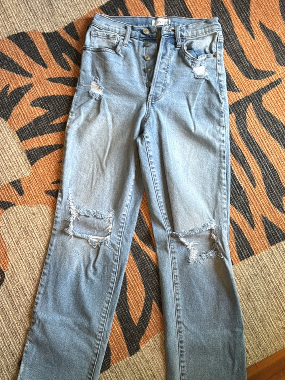 Cello Light Blue Distressed Straight-Leg Jeans Size 3